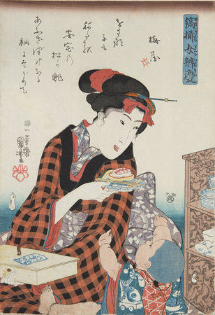 歌川国芳「縞揃女弁慶 安宅の松」味の素食の文化センター蔵（前期）