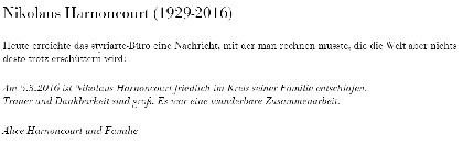 ニコラウス・アーノンクールさん死去