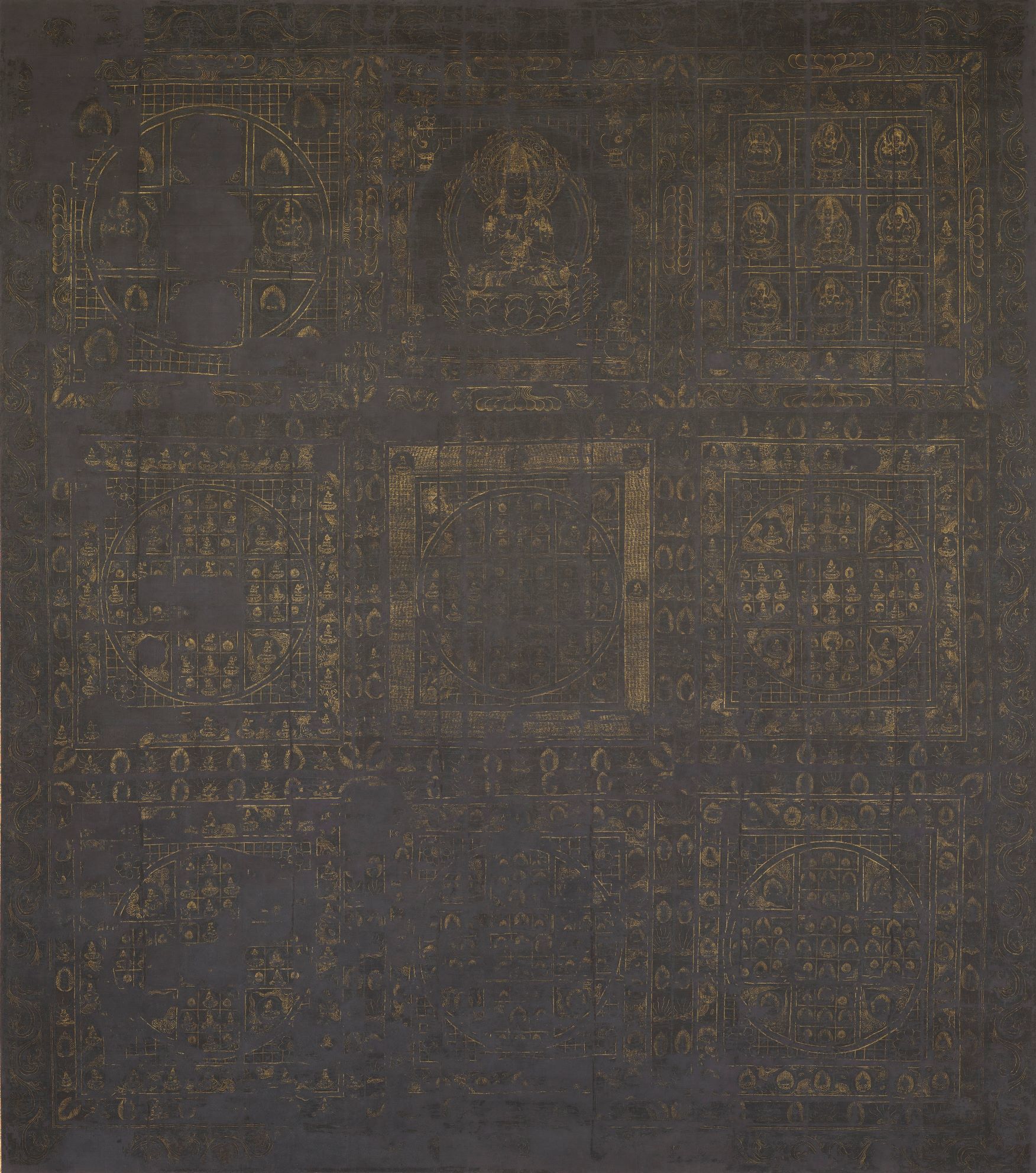 国宝 「両界曼荼羅（高雄曼荼羅）」のうち金剛界　平安時代（９世紀）　京都・神護寺［展示期間：5月14日（火）～6月9日（日）］