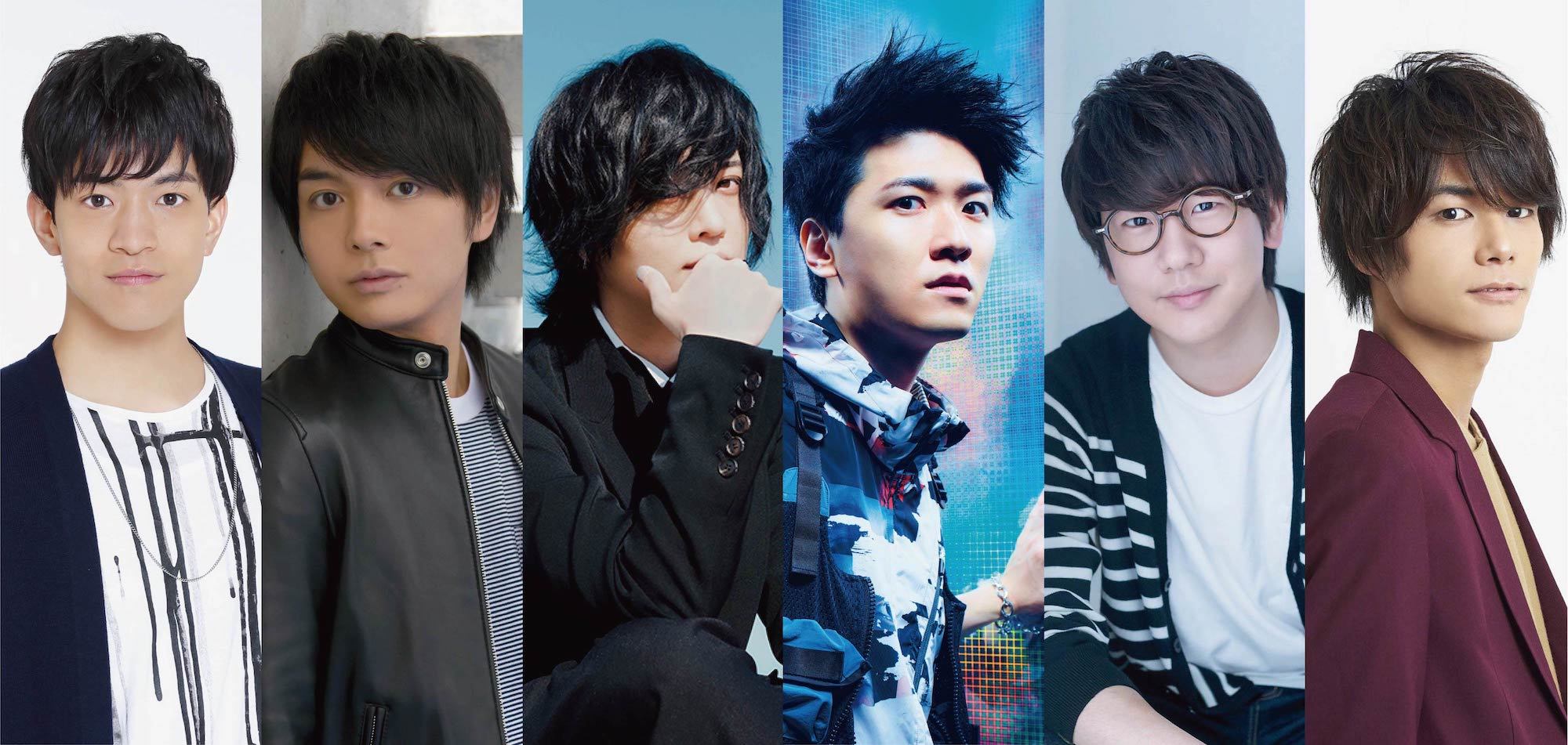 ゲストボーカル声優　L→R：石川界人・榎木淳弥・斉藤壮馬・畠中祐・花江夏樹・八代拓