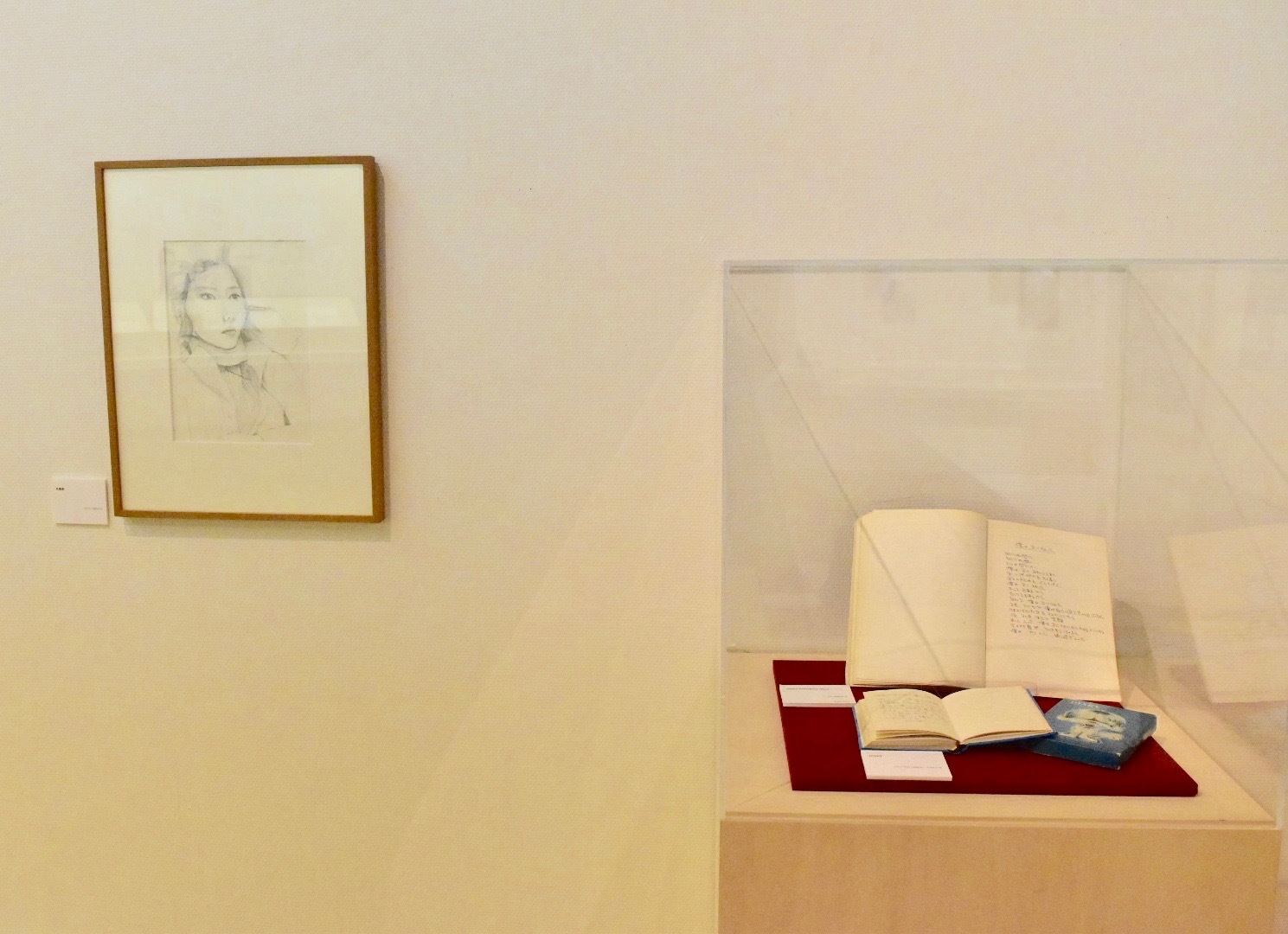 左：肖像画 1977年 右手前：DIARY 1972-2001年 右奥：INNER PORTRAIT Blues 1977年