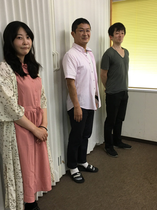 新生「移動演劇桜隊」のメンバー（左から）盛山小春、椎名友樹、磯谷雪裕 （写真提供：移動演劇桜隊平和祈念会）
