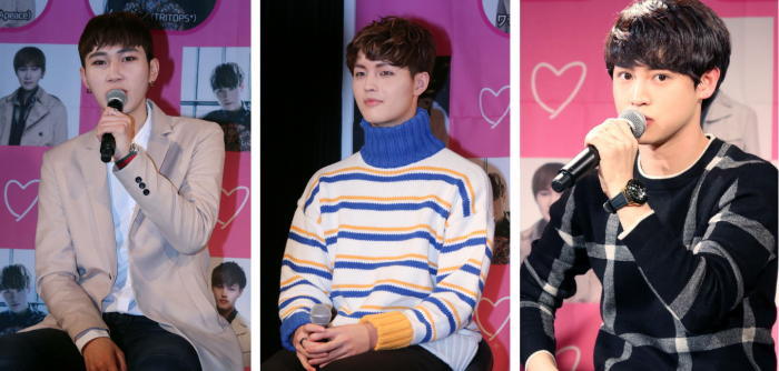 左からワンチョル（Apeace）、ヨンウク（Apeace）、カラム（大国男児）／製作発表より
