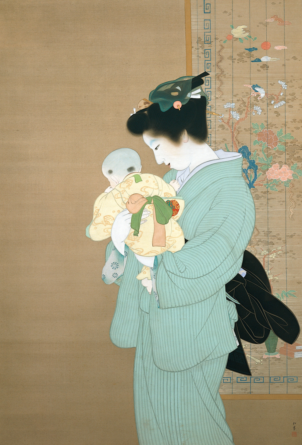 上村松園《母子》重要文化財 昭和9年（1934） 168.0×115.5 東京国立近代美術館蔵