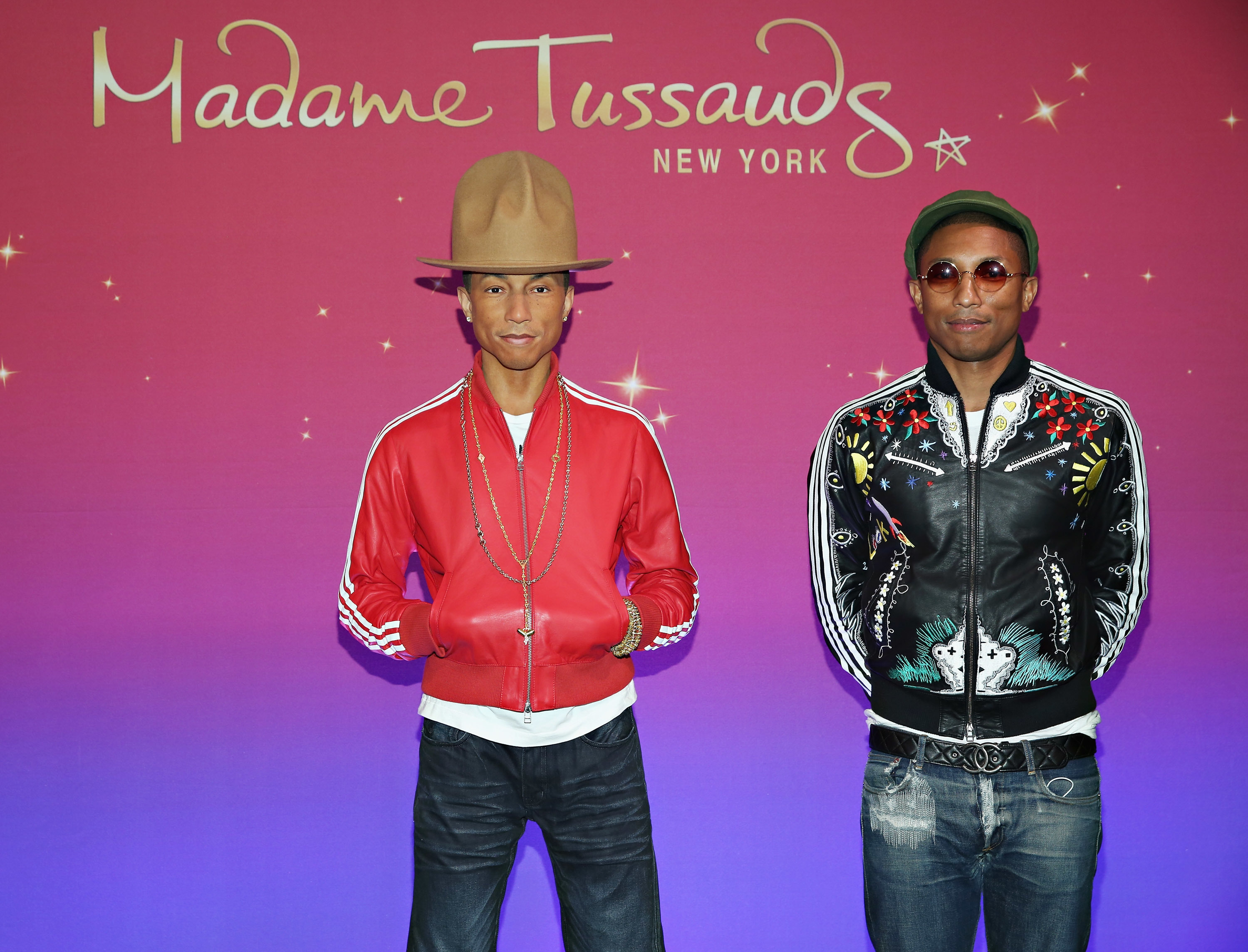 ファレル・ウィリアムス 　The images shown depict wax figures created and owned by Madame Tussauds.