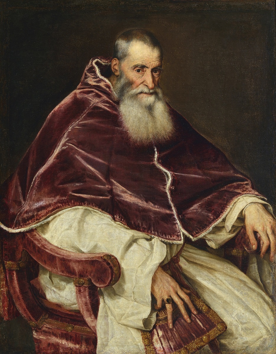 ティツィアーノ・ヴェチェッリオ 《教皇パウルス 3 世の肖像》 1543 年、油彩、カンヴァス、113.7×88.8 cm、ナポリ、カポディモンテ美術館