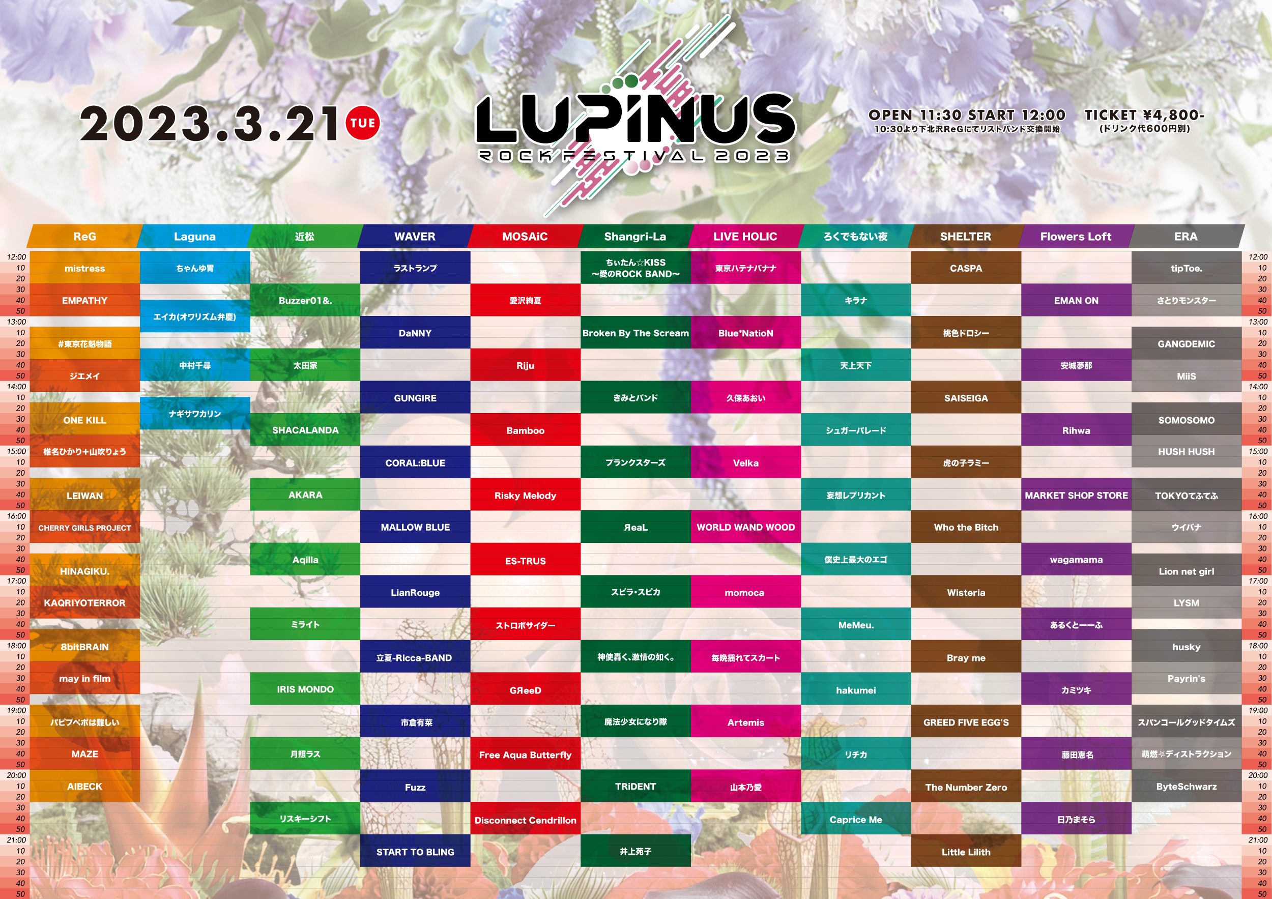 『LUPINUS ROCK FESTIVAL 2023』タイムテーブル