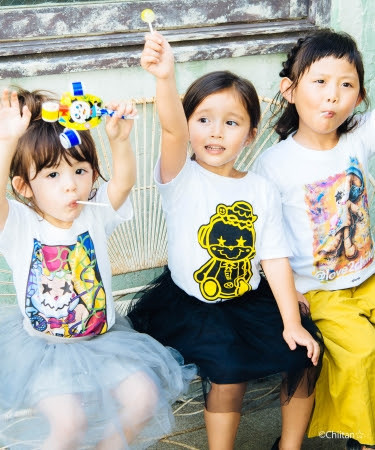 Mini smashing chiitan T、Mini grunge chiitan T 、Mini lying chiitan T   各3,500円＋tax 2018年10月上旬発売 COLOR：White SIZE：100 / 120 / 130 / 140