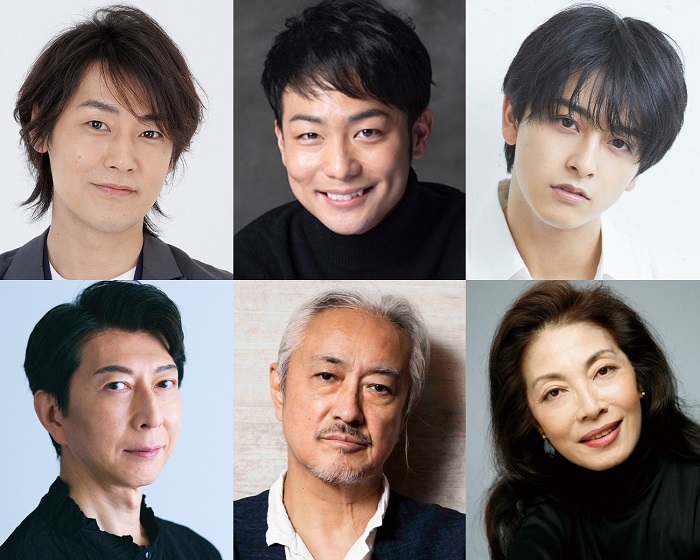 （上段左から）福士誠治、田中俊介、新原泰佑（下段左から）篠井英介、山路和弘、麻実れい