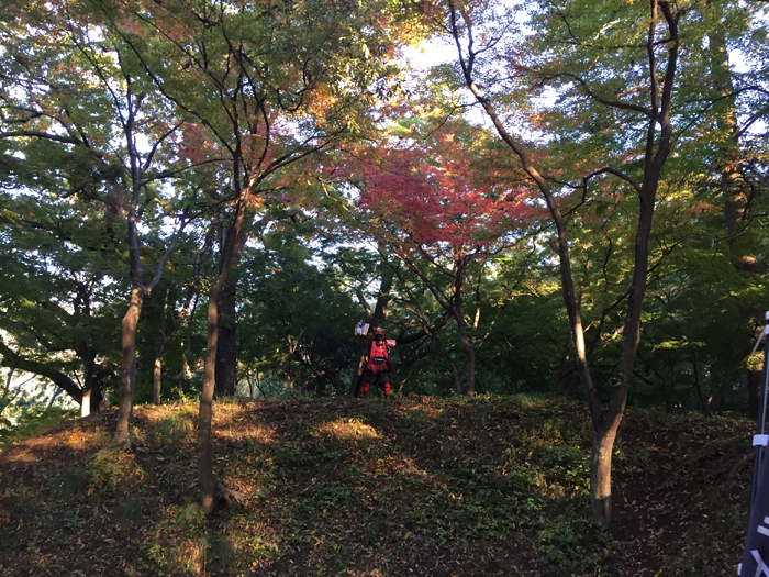 武田神社　土塁の上の兜