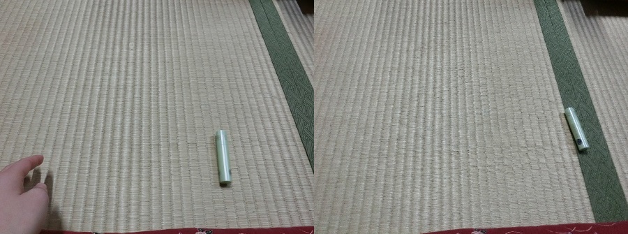 左→右の順。舞台側(右)に転がっていく。